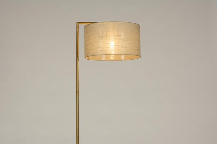 Rietveld Vloerlampen - Taupe, Goud - Stof, Metaal, Huis en Inrichting, Lampen | Vloerlampen, Verzenden