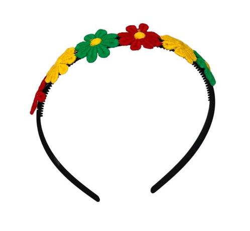 Diadeem met madeliefjes - carnaval - rood - geel - groen - h, Sieraden, Tassen en Uiterlijk, Uiterlijk | Haarverzorging, Nieuw