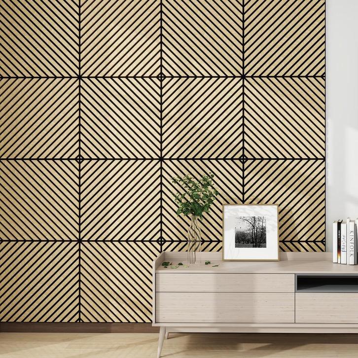 Akoestisch wandpaneel Vang 16 stuks 5,76 m² diagonaal eiken, Doe-het-zelf en Verbouw, Platen en Panelen, Verzenden