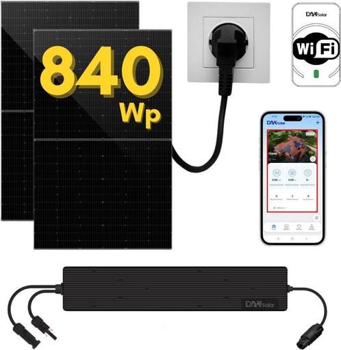 CJX Solar plug en play set - Met Stekker - 840 watt, Doe-het-zelf en Verbouw, Zonnepanelen en Toebehoren, Compleet systeem, Nieuw