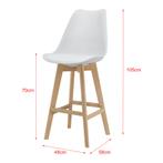 Barkruk set van 6 kunstleer en beuken 105x48x58 cm wit, Huis en Inrichting, Stoelen, Verzenden, Nieuw
