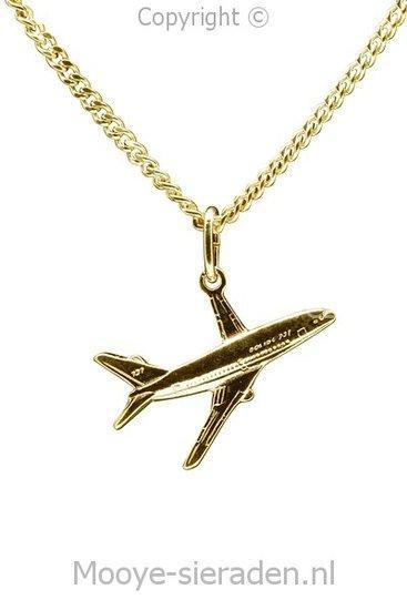 Gouden Vliegtuig Boeing 737 ketting hanger, Sieraden, Tassen en Uiterlijk, Kettinghangers, Verzenden