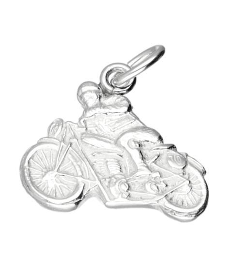 Zilveren Engelse motor met rijder vlak kettinghanger, Sieraden, Tassen en Uiterlijk, Kettinghangers, Verzenden