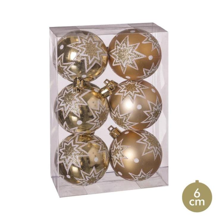 Kerstballen set 6 stuks Goud Ø 6 cm, Diversen, Kerst, Nieuw, Ophalen of Verzenden
