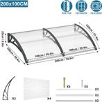 YARDIN Luifel 200x100 cm voor huisdeur, dak van polycarbonaa, Verzenden, Nieuw