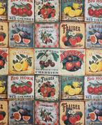 Vintage stof met fruitlabels - middeleeuwen - Textiel - 200