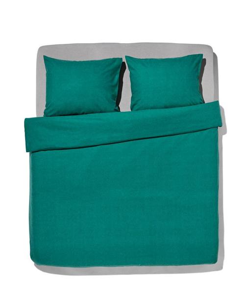 HEMA Dekbedovertrek flanel 200x200/220 melange donker groen, Huis en Inrichting, Slaapkamer | Beddengoed, Nieuw, Verzenden