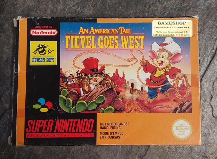 An American tail Fievel goes west (Snes tweedehands game), Spelcomputers en Games, Games | Nintendo NES, Zo goed als nieuw, Ophalen of Verzenden