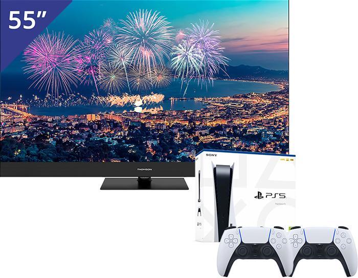 Thomson 55 inch/140cm QLED TV + PlayStation 5, Audio, Tv en Foto, Soundbars, Nieuw