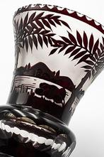 Kralik Art Deco Claret Etched Glass Vase 1920 - Vaas -