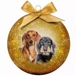 Plenty Gifts Kerstbal Frosted Teckel Goud 10CM, Dieren en Toebehoren, Honden-accessoires, Ophalen of Verzenden