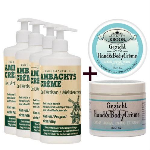 4x pomp 450ml Ambachtscreme + 1x Gezicht, Hand & Bodycreme, Sport en Fitness, Gezondheidsproducten en Wellness, Verzenden