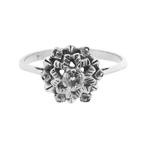18 Krt. antieke witgouden entourage ring met diamant | 0,..., Sieraden, Tassen en Uiterlijk, Ringen, Gebruikt, Overige kleuren