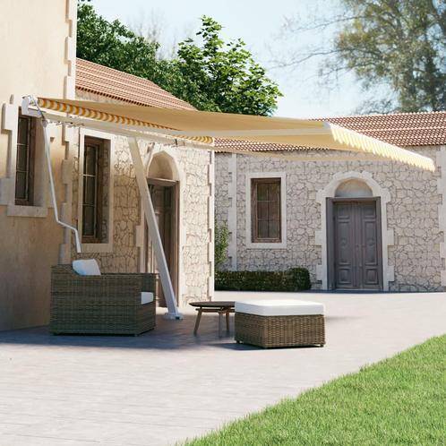 vidaXL Luifel vrijstaand automatisch 450x300 cm geel en wit, Tuin en Terras, Zonneschermen, Nieuw, Verzenden