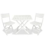 vidaXL 3-delige Bistroset inklapbaar kunststof wit, Tuin en Terras, Tuinsets en Loungesets, Verzenden, Nieuw, Textileen, 3 zitplaatsen