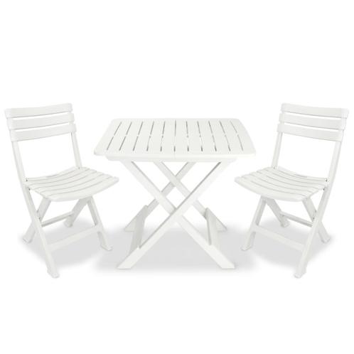 vidaXL 3-delige Bistroset inklapbaar kunststof wit, Tuin en Terras, Tuinsets en Loungesets, Nieuw, 3 zitplaatsen, Textileen, Verzenden