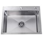 Spoelbak | Wasbak | Gootsteen | 59x44x20 | Zilver | Kraangat, Huis en Inrichting, Keuken | Keukenelementen, Verzenden, Nieuw