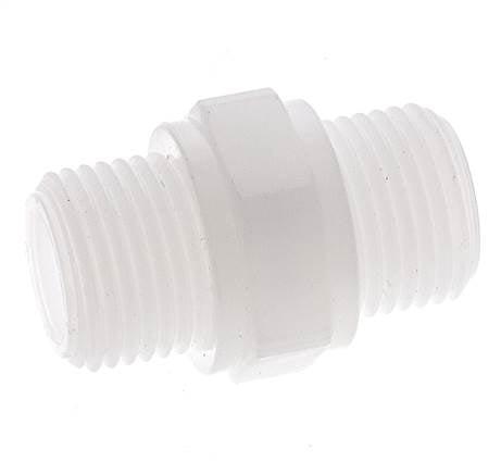 Dubbele Nippel G1/2 Polypropyleen (PP) 10bar FDA 27mm Hex, Doe-het-zelf en Verbouw, Overige Doe-het-zelf en Verbouw, Nieuw, Verzenden