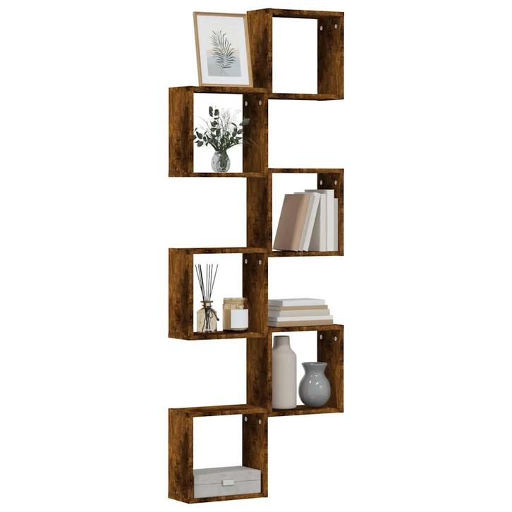 vidaXL Wandrekken kubus 6 st 30x15x30 cm gerookt eiken, Huis en Inrichting, Woonaccessoires | Wandplanken en Boekenplanken, Nieuw