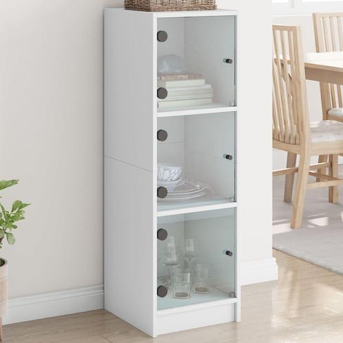 vidaXL buffetkast met glazen deuren 35x37x109 cm wit, Huis en Inrichting, Kasten | Buffetkasten, 25 tot 50 cm, Nieuw, Overige houtsoorten
