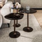 *WOONWINKEL* Bijzettafels Koperbruin Glas Hoog, Huis en Inrichting, Verzenden, Nieuw