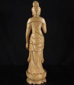 Extra-Large(62cm) wooden sculptured Kannon statue with, Antiek en Kunst