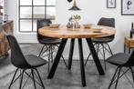 Massieve eettafel IRON CRAFT 120cm rond naturel mangohout -, Ophalen of Verzenden, Nieuw