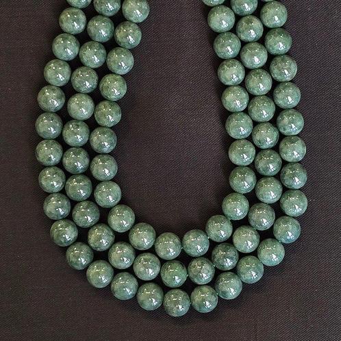 Intens groen birmese jade vlakke sferische schijf Ø 10/10,5, Verzamelen, Mineralen en Fossielen