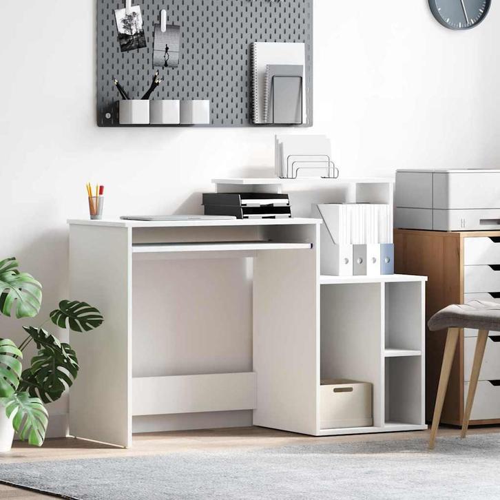vidaXL Bureau met Opbergruimte Wit 120,5 x 44 x 88,5 cm, Huis en Inrichting, Bureaus, Nieuw, Verzenden