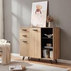 Dressoir Noppen 100x120x38 cm eikenkleurig en zwart [en.casa, Huis en Inrichting, Verzenden, Nieuw