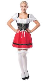 Dirndl Jurk Oktoberfest Rood Witte Strik, Verzenden, Nieuw