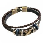Fako Bijoux® - Armband - Leder Exclusive - X - 20cm - Bruin, Verzenden, Nieuw
