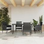 vidaXL 5-delige Tuinset poly rattan en staal zwart, 4 zitplaatsen, Nieuw, Tuinset, Verzenden