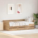 vidaXL Logeerbed Artisan Eiken Bewerkt Hout 90 x 200 cm, Huis en Inrichting, Slaapkamer | Bedden, Verzenden, Nieuw, Beige, Hout