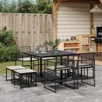 vidaXL 9-delige Tuinset poly rattan zwart, Nieuw, 8 zitplaatsen, Tuinset, Verzenden