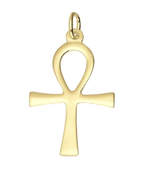 Gouden Ankh kruis middel ketting hanger, Sieraden, Tassen en Uiterlijk, Kettinghangers, Verzenden