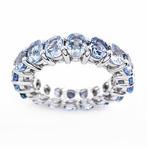 Ring - 14 karaat Witgoud - 8.00ct. tw. Saffier, Nieuw