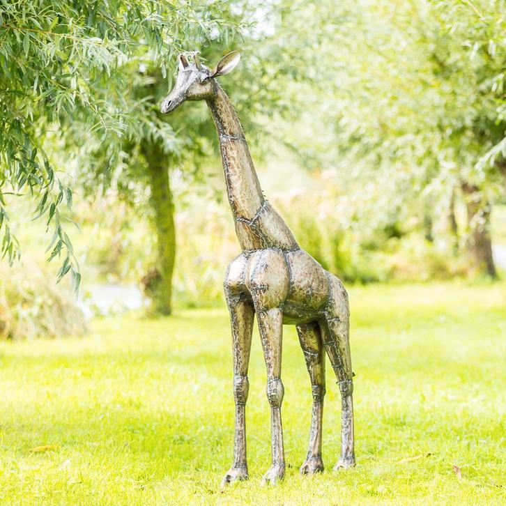 Beeld van een metalen giraf van 180 cm, Antiek en Kunst, Kunst | Beelden en Houtsnijwerken, Ophalen of Verzenden