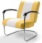 Retro Bel Air Lounge Stoel Pullman LC-01 Geel/Wit, Huis en Inrichting, Ophalen, Gebruikt