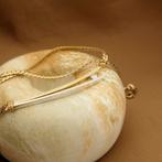 Bicolor gouden collier met vaste hanger en diamant; 0,17..., Sieraden, Tassen en Uiterlijk, Gebruikt, Overige kleuren, Ophalen of Verzenden