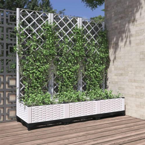 vidaXL Plantenbak met latwerk 120x40x121,5 cm polypropeen, Tuin en Terras, Bloembakken en Plantenbakken, 100 cm of meer, Nieuw