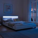 Bed Parijs met LED-verlichting bedbodem 140x200 cm wit, Verzenden, Nieuw
