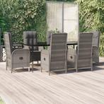 vidaXL 7-delige Tuinset met kussens poly rattan zwart en, Tuin en Terras, Verzenden, Nieuw, Rotan, Tuinset