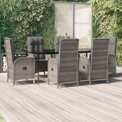 vidaXL 7-delige Tuinset met kussens poly rattan zwart en, Tuin en Terras, Tuinsets en Loungesets, Tuinset, Nieuw, Rotan, Verzenden