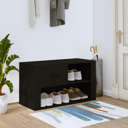 vidaXL Schoenenkast 80x35x45 cm bewerkt hout zwart, Huis en Inrichting, Kasten | Schoenenrekken, Nieuw, Verzenden