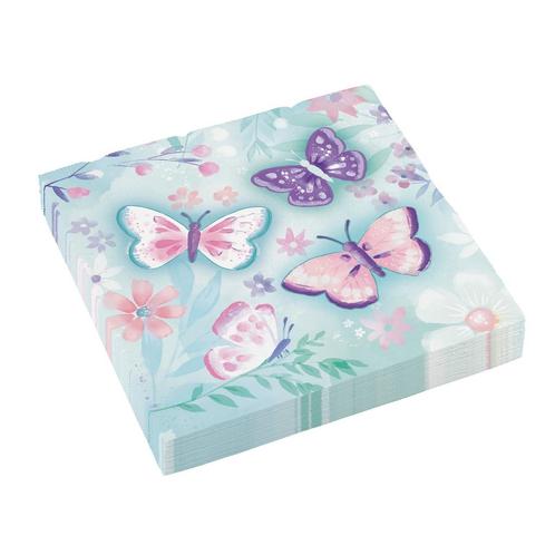 Servetten Vlinders 33cm 16st, Hobby en Vrije tijd, Feestartikelen, Nieuw, Verzenden