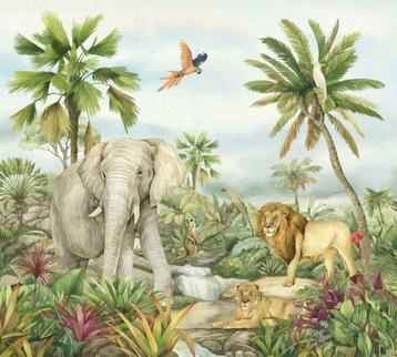 Jungle behang Jungle Droom P4, Jungledieren, Olifant, Leeuw beschikbaar voor biedingen