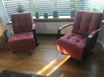 leren draaifauteuils met stalen frame en stervoet - rood le, Nieuw, Ophalen of Verzenden, Industrieel, 50 tot 75 cm