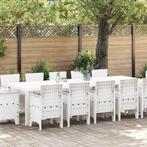 vidaXL Tuin Eetset 13 pcs Wit en lichtgrijs Poly rattan en, Tuin en Terras, Tuinsets en Loungesets, Verzenden, Nieuw, Textileen