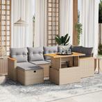vidaXL 7-delige Loungeset met kussens poly rattan beige, Verzenden, Nieuw, Rotan, Loungeset